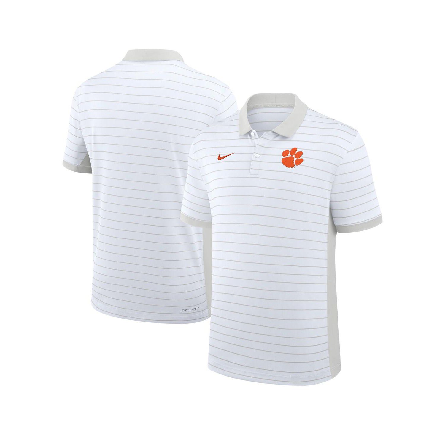 Men's White Clemson Tigers 2025 Early Season Coaches Sideline Victory Stripe Performance Polo Shirt