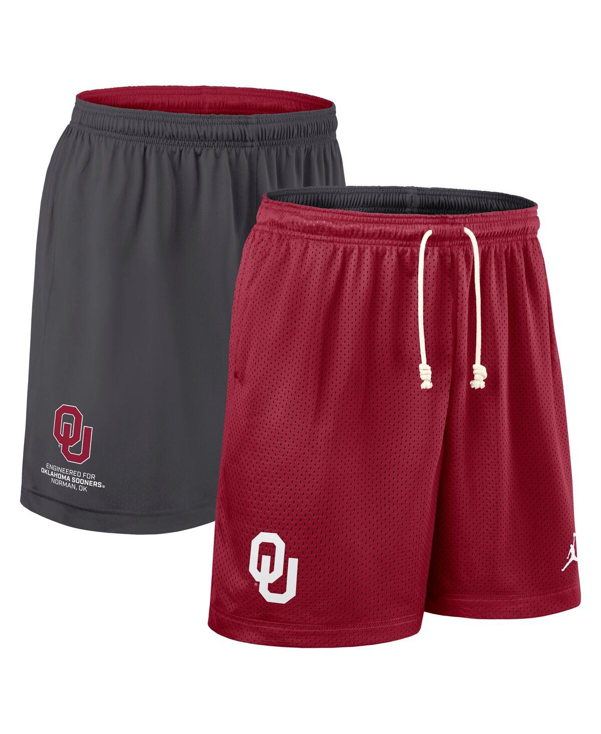 Men's Crimson/Charcoal Oklahoma Sooners 2025 Sideline Reversible Performance Shorts - Crimson, Charcoal