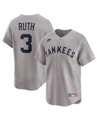 Nike - Men's Babe Ruth Gray New York Yankees Throwback Cooperstown Collection Limited Jersey