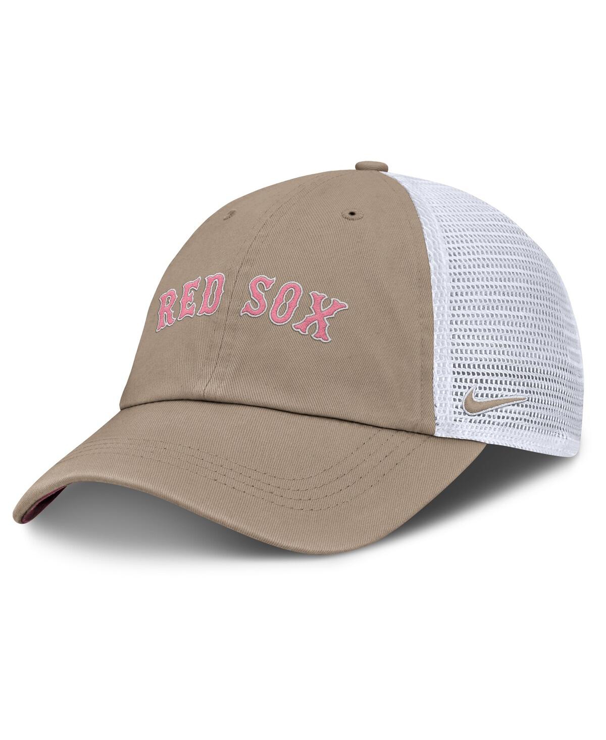 Nike Men's And Women's Khaki/white Boston Red Sox Club Trucker Adjustable Hat