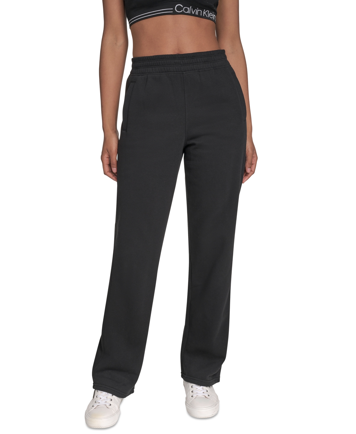 Calvin Klein Performance Women's High-waist Straight-leg Sweatpants In Black