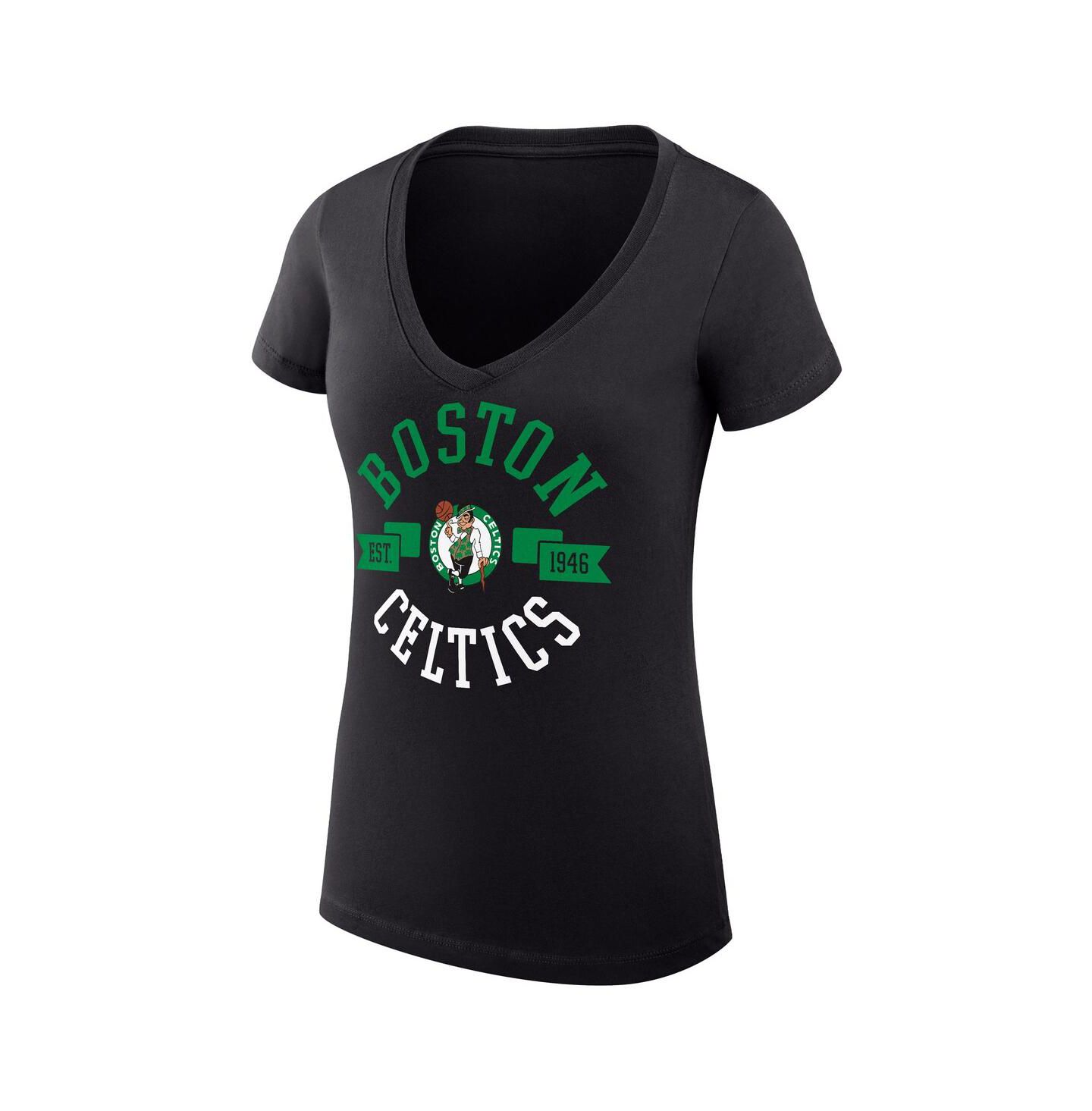 Женская футболка G-III 4Her by Carl Banks Black Boston Celtics Large City Logo Fitted V-Neck — фото 2