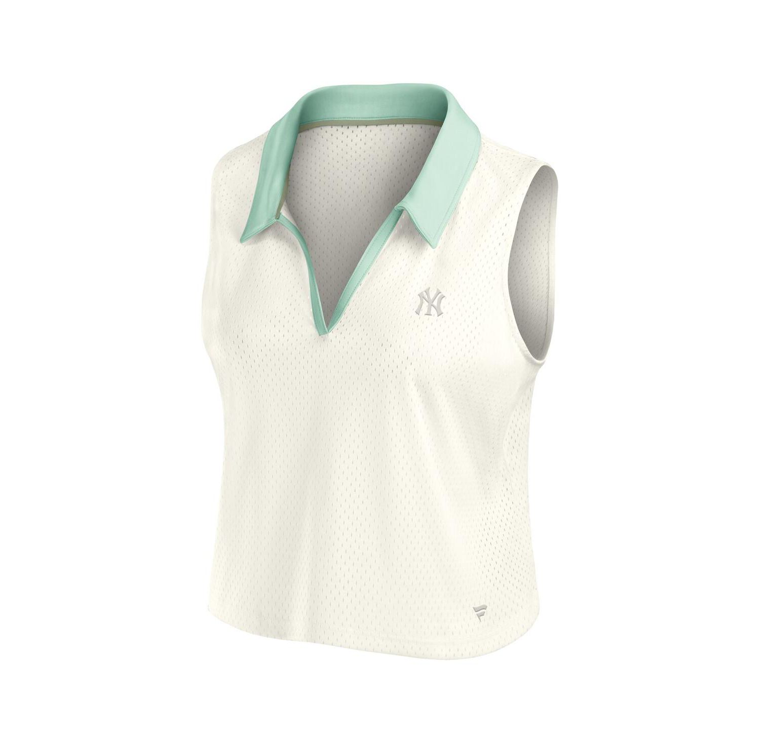 Women's Cream New York Yankees Studio Wellness V-Neck Tank Top