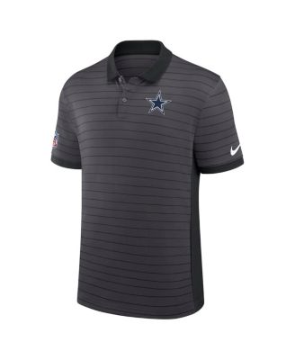 Men's Gray Dallas Cowboys Sideline Victory Stripe Performance Polo Shirt