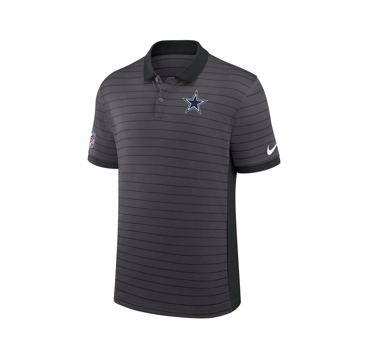 Men's Gray Dallas Cowboys Sideline Victory Stripe Performance Polo Shirt