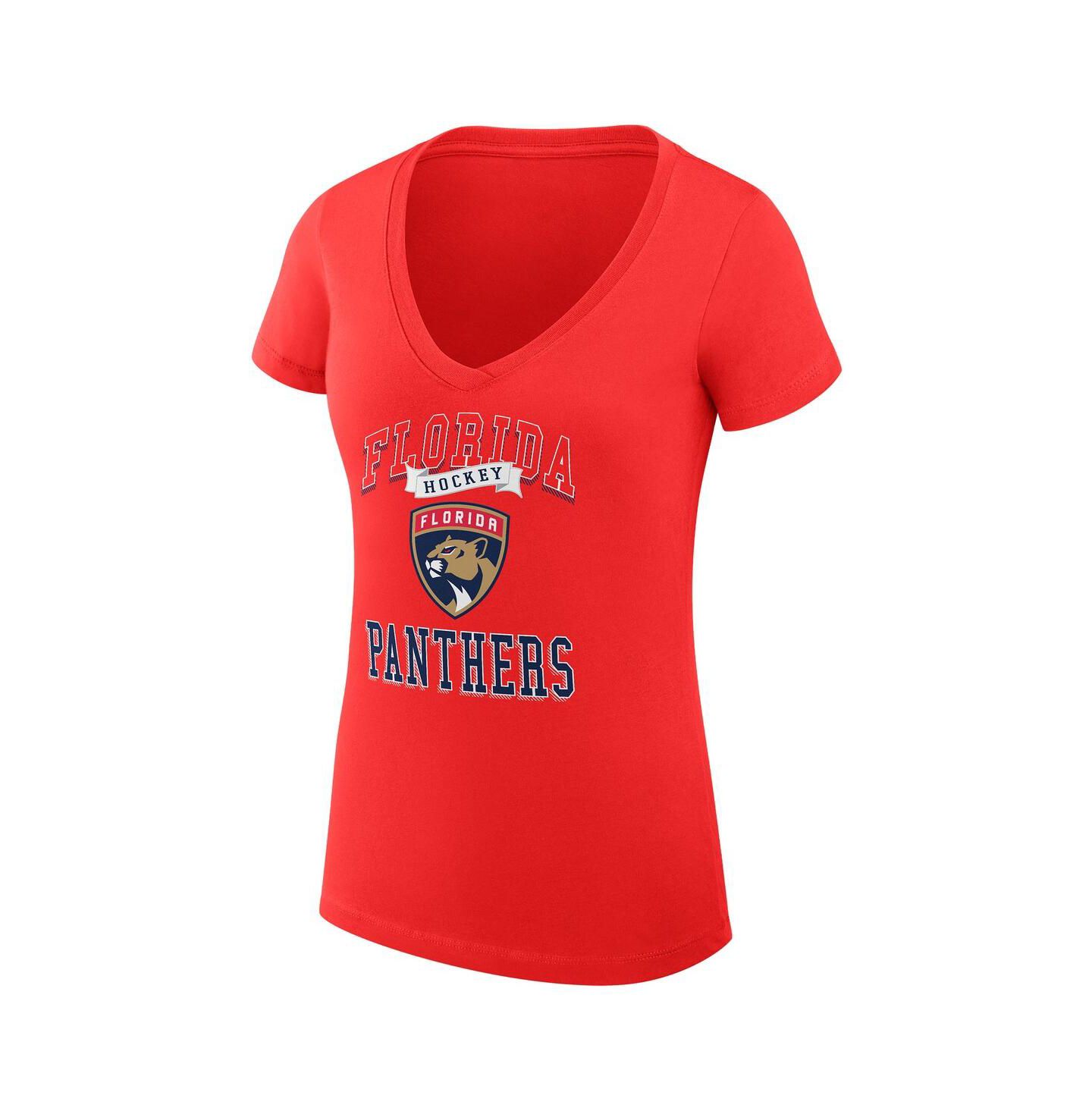 Женская футболка G-III 4Her by Carl Banks Red Florida Panthers Team Logo Graphic V-Neck Fitted — фото 2