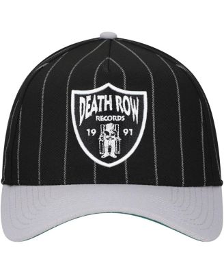 Men's Black Death Row Records A-Frame Pin Stripe Adjustable Hat