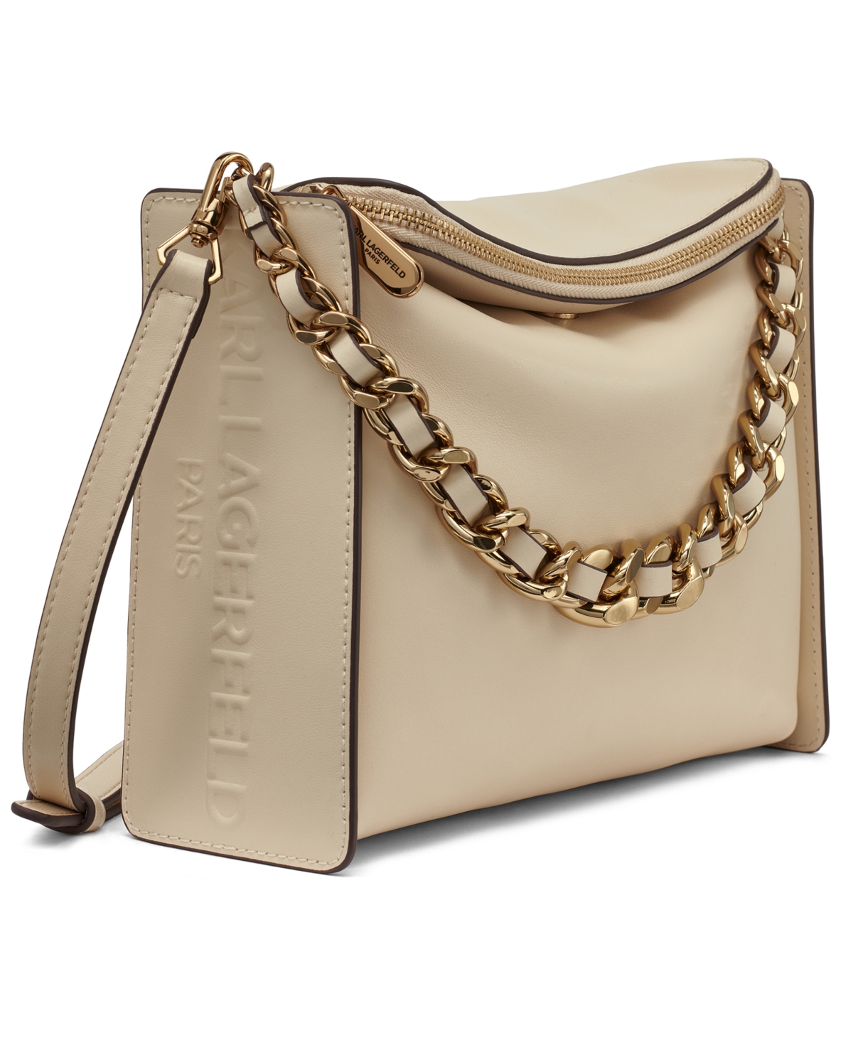 Karl Lagerfeld Brielle Leather Crossbody In Gold