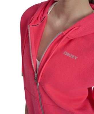 Women's Studded Mini-Logo Full-Zip Fleece Hoodie