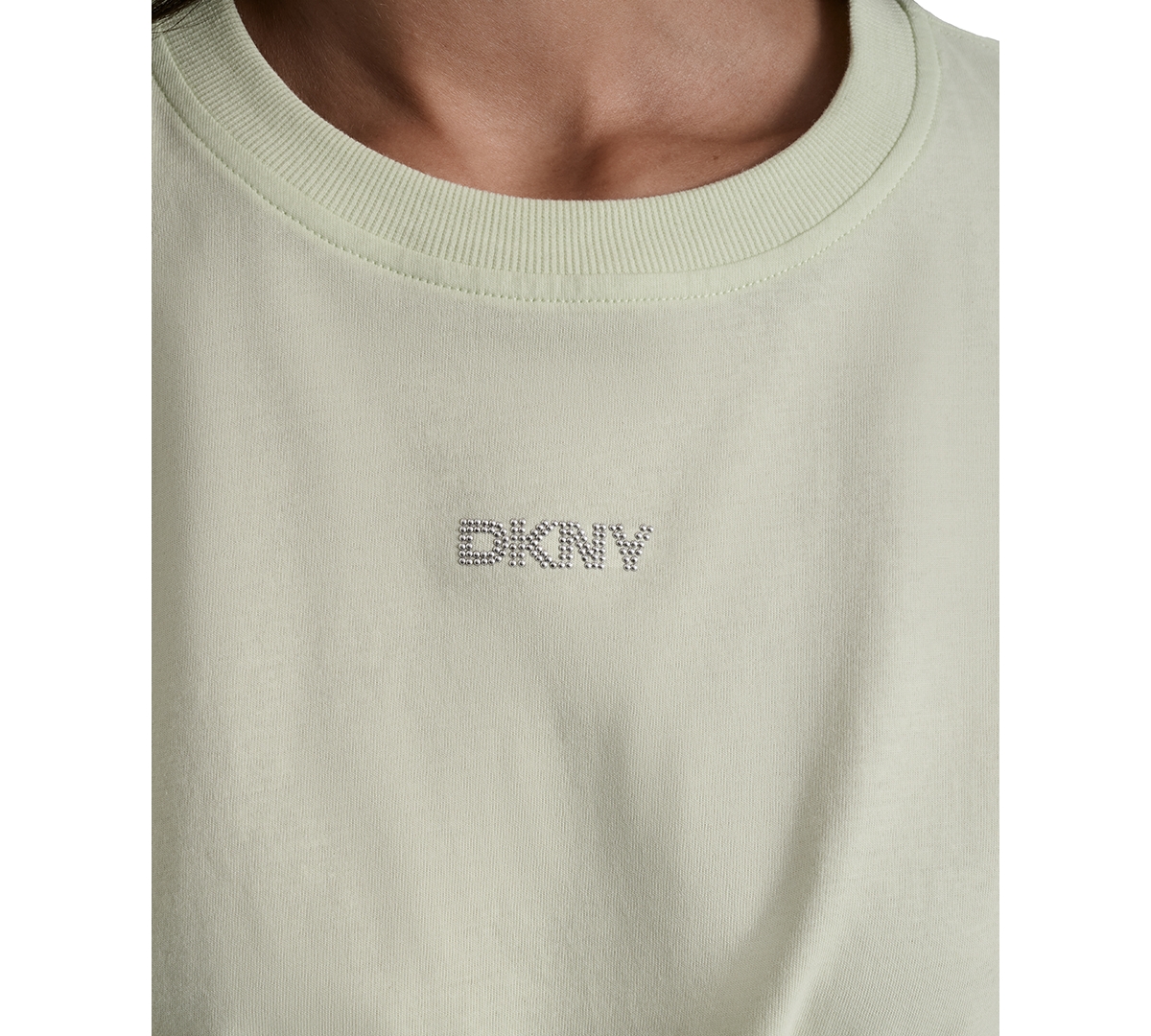 Dkny Women's Studded-logo T-shirt In Green