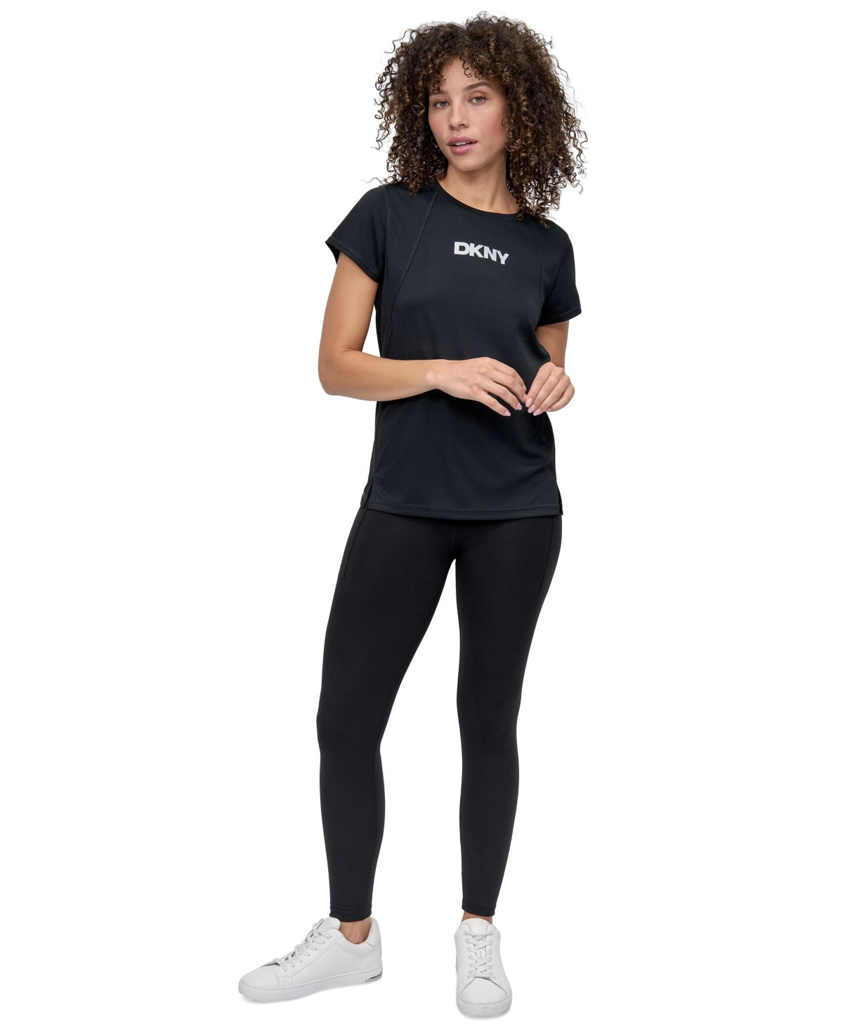 Dkny Sport Women's Tech Logo Raglan-sleeve T-shirt In Black