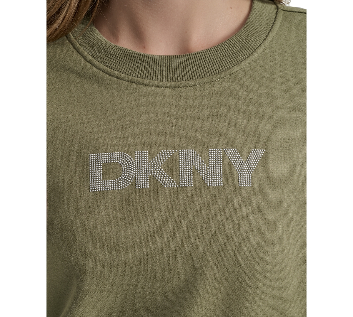 Dkny Sport Women's Mini Stud Logo Crew Neck Sweatshirt In Green