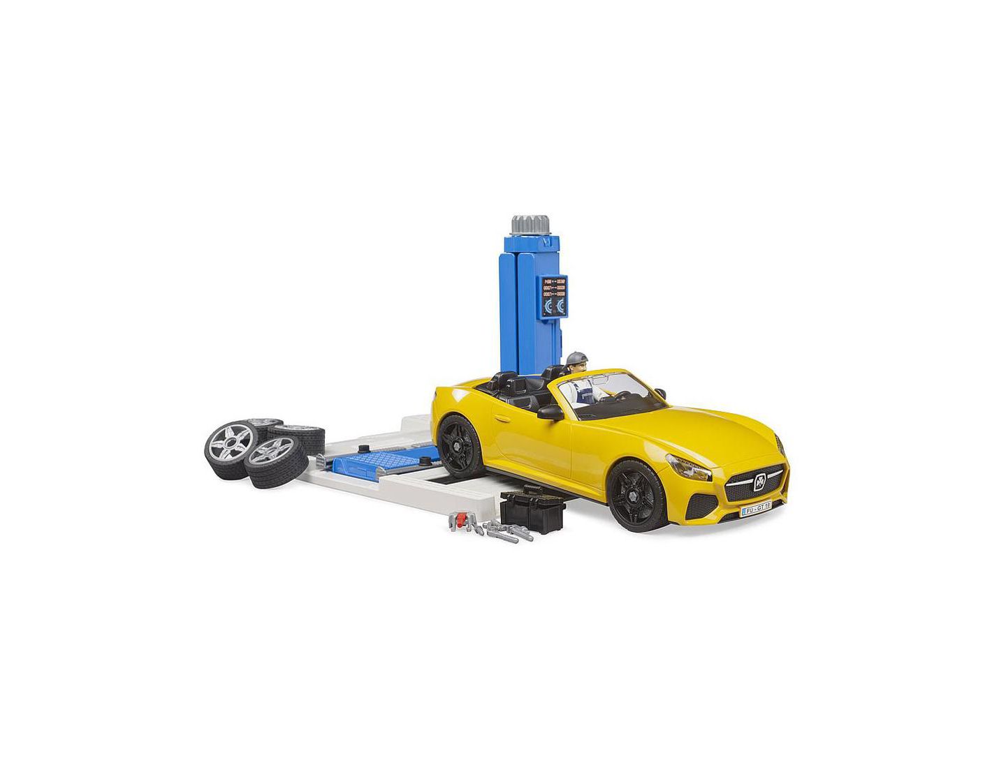 Детская игрушка Bruder 1/16 bworld Height-Adjustable Lifting Platform Car Service Center and Roadster — фото 3