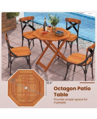 Folding Outdoor Patio Table Octagon Shape with Center Umbrella Hole