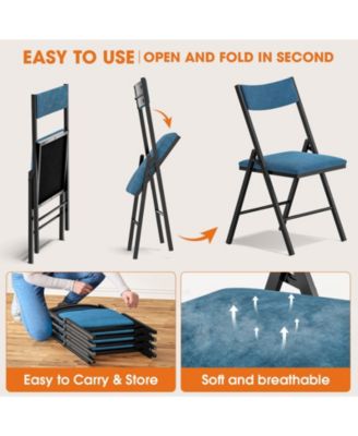 4-Pack Padded Folding Chair Set with Cushioned Seat & Backrest for Home, Office, Dining, or Events