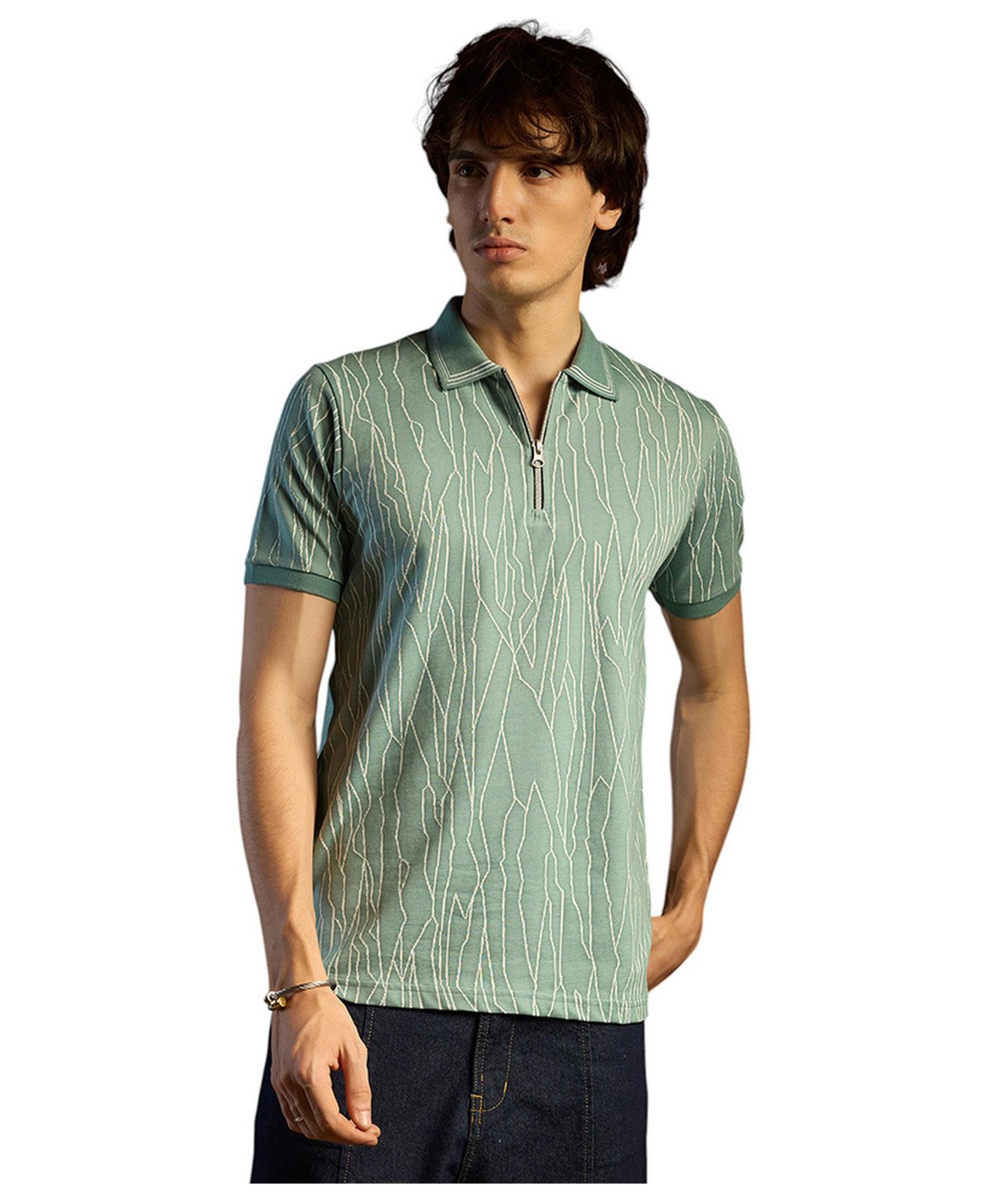 Мужская футболка Cahoot Sea Green Crevice-Lined, цвет: Зелёный — фото 1