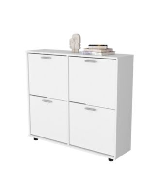 Nutrioso Tilt-Out Shoe Storage Cabinet with Multiple Compartments and Modern Desig, White