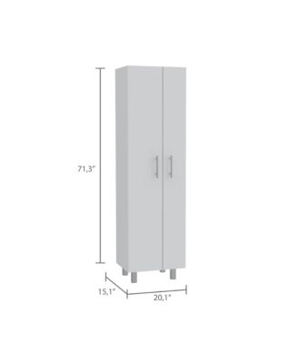 Bacoa Cleaning Cabinet, Five Shelves and Broom Hangers, Light Gray / White