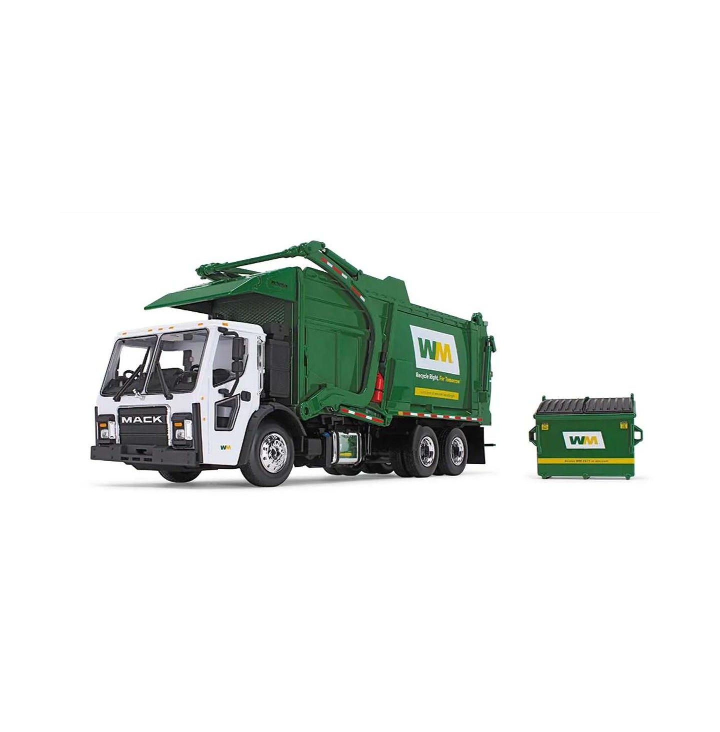 Детская игрушка First Gear 1/34 Mack LR w/ McNeilus Meridian Front Loader and Dumpster, Waste Management — фото 1