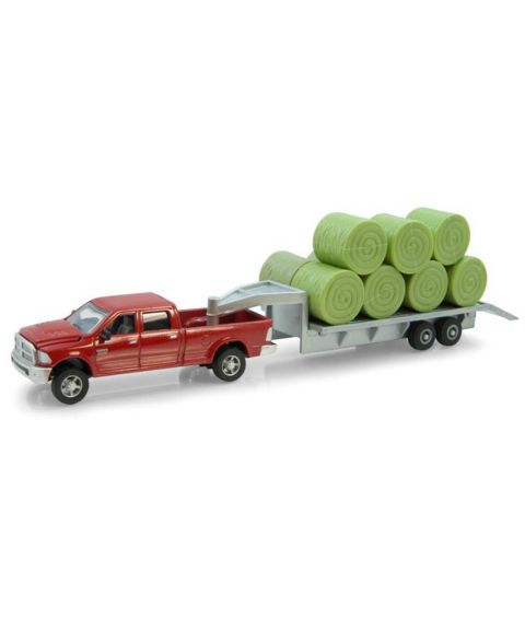 Детская игрушка ERTL 1/64th Dodge Ram Pickup w/Gooseneck Trailer and Bales