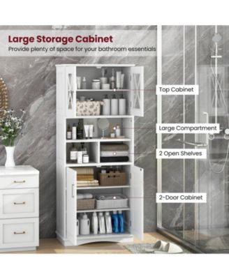 Tall Bathroom Cabinet with Acrylic Doors and Storage Cubes