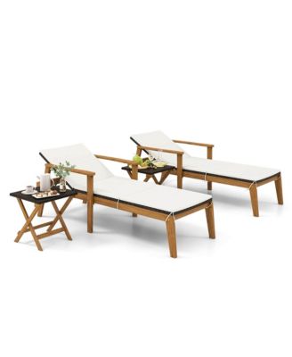 Set Of 4 Outdoor Chaise Lounge Chair Set w/ Armrests & 4-Level Backrest for Poolside