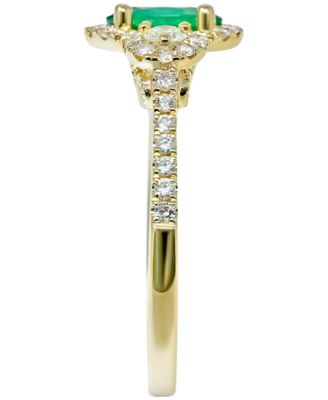 Emerald (3/4 ct. t.w.) & Diamond (3/8 ct. t.w.) Oval Ring in 14k Gold