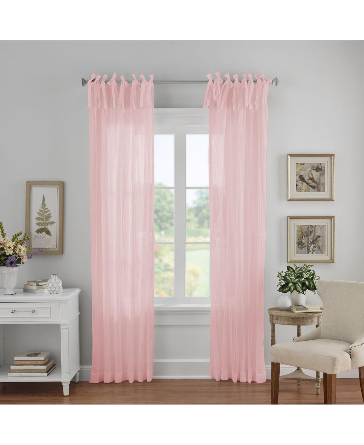 Jolie Semi-Sheer Tab Top Window Curtain - Blush