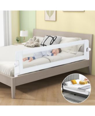 Kids Swing-Down Foldable Bed Rail Guard with Safety Strap Adjustable