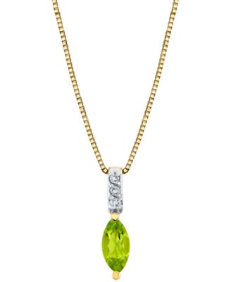 Macy's - Peridot (1/2 ct. t.w.) & Diamond Accent 18" Pendant Necklace in 10k Yellow Gold