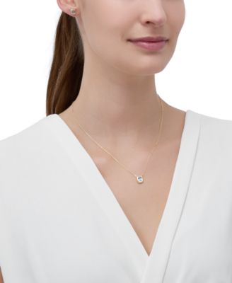2-Pc. Set Swiss Blue Topaz Bezel Pendant Necklace & Matching Stud Earrings (1-3/4 ct. t.w.) in 14k Gold-Plated Sterling Silver