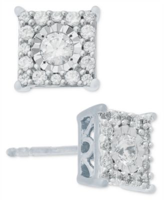 Diamond Cluster Stud Earrings (1/3 ct. t.w.) in 14k White Gold, Yellow Gold and Rose Gold