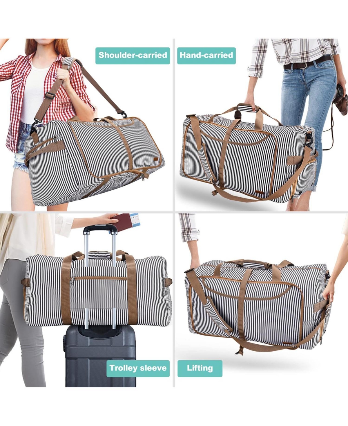 Vs Vogshow 120L Duffle Bag for Travel, Large Foldable Waterproof Travel Duffel Bags Weekender Overnight Men and Women with Shoe Compartment Ba