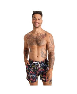 Men's 5.5" Black San Francisco 49ers The Neon Lined Classic Swim Trunks