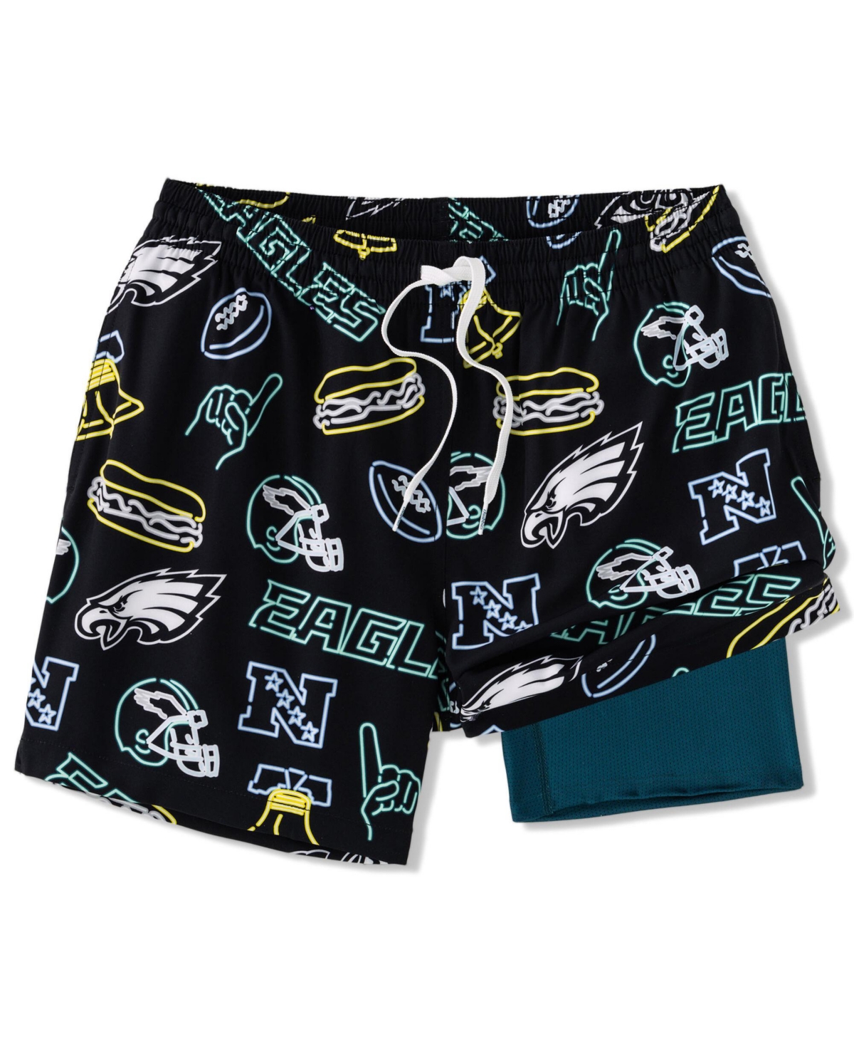 Men's 5.5" Black Philadelphia Eagles The Neon Lined Classic Swim Trunks - Black