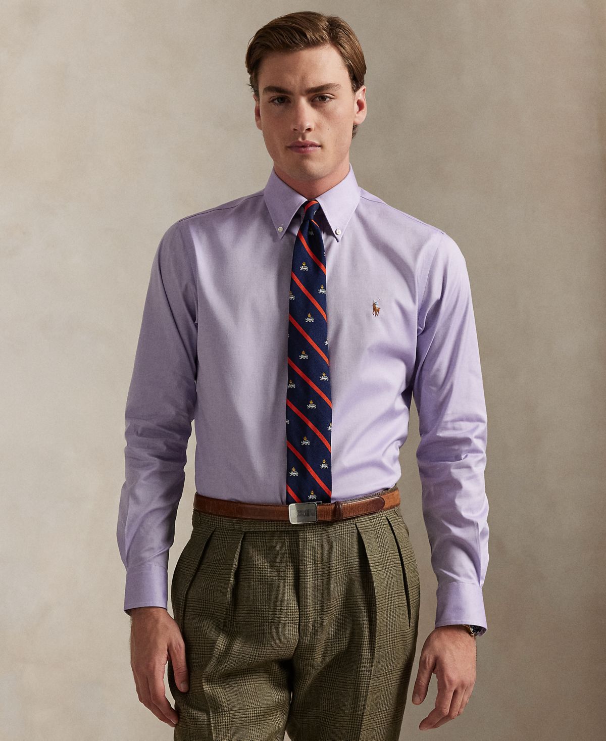 Мужская оксфордская рубашка классического покроя в тонкую полоску