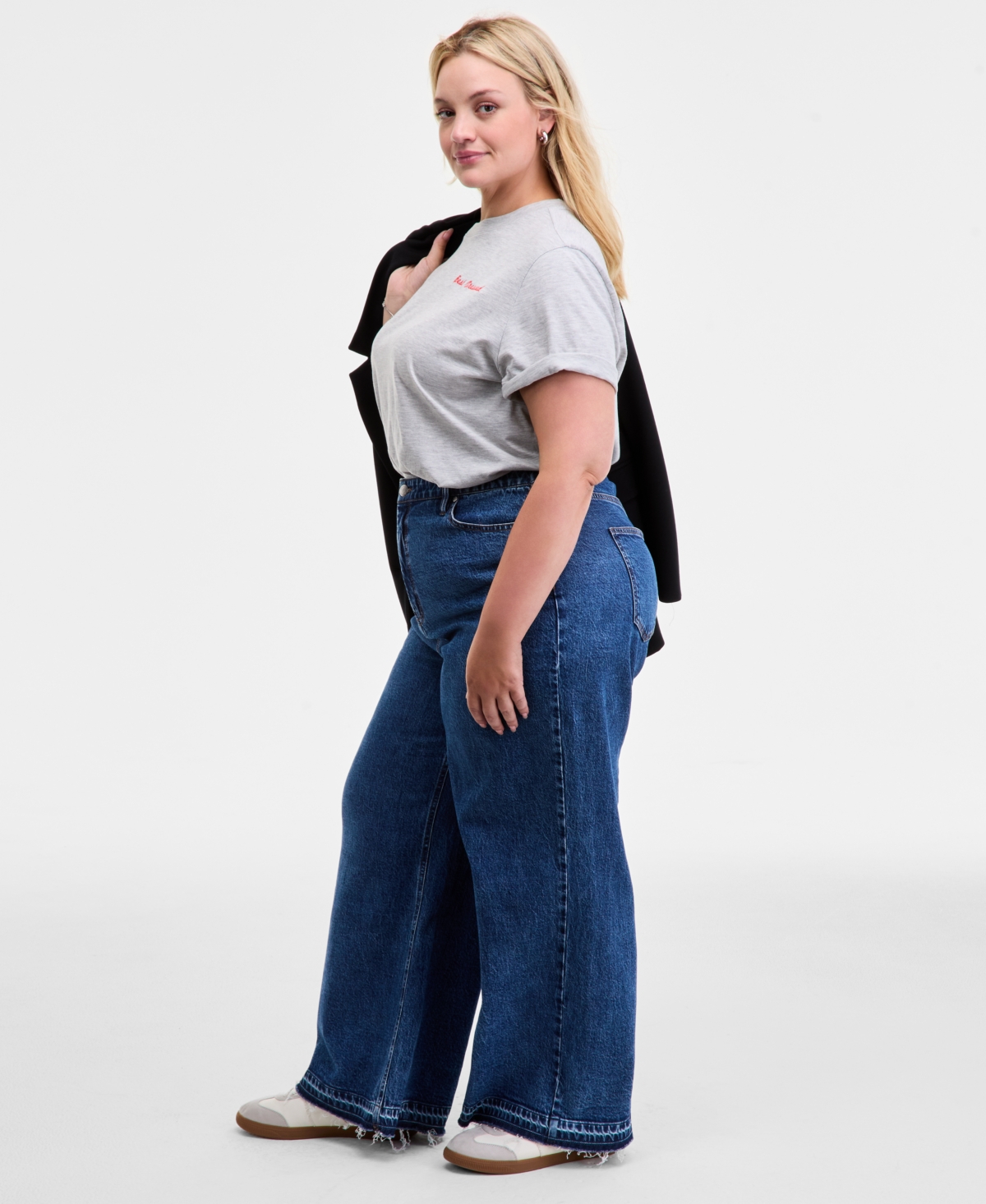 On 34th Trendy Plus High-rise Wide-leg Jeans, Macy's Exclusive In Blue