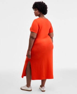 Trendy Plus Size Side-Tie Knit Midi Dress, Created for Macy's