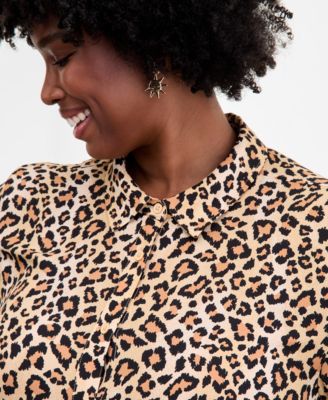 Trendy Plus Leopard-Print Button-Front Shirt, Macy's Exclusive
