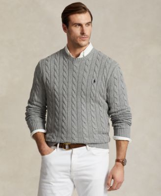 Men's Big & Tall Cable-Knit Cotton Sweater