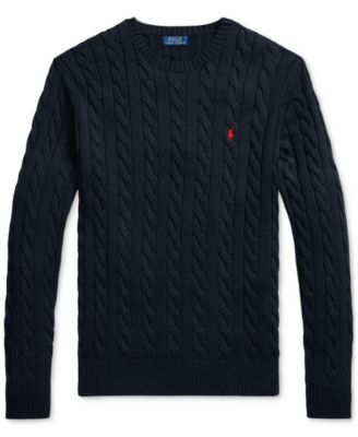 Men's Big & Tall Cable-Knit Cotton Sweater