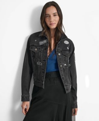 DKNY - Women's Pins & Patches Button-Front Denim Jacket