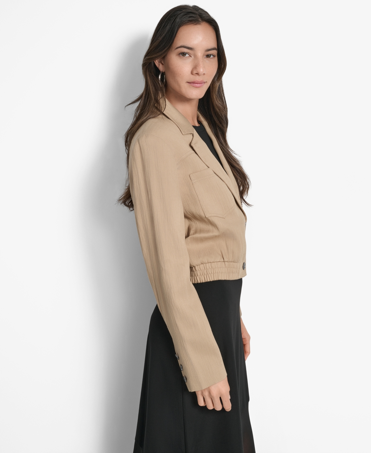 Dkny Crop Blazer In Brown