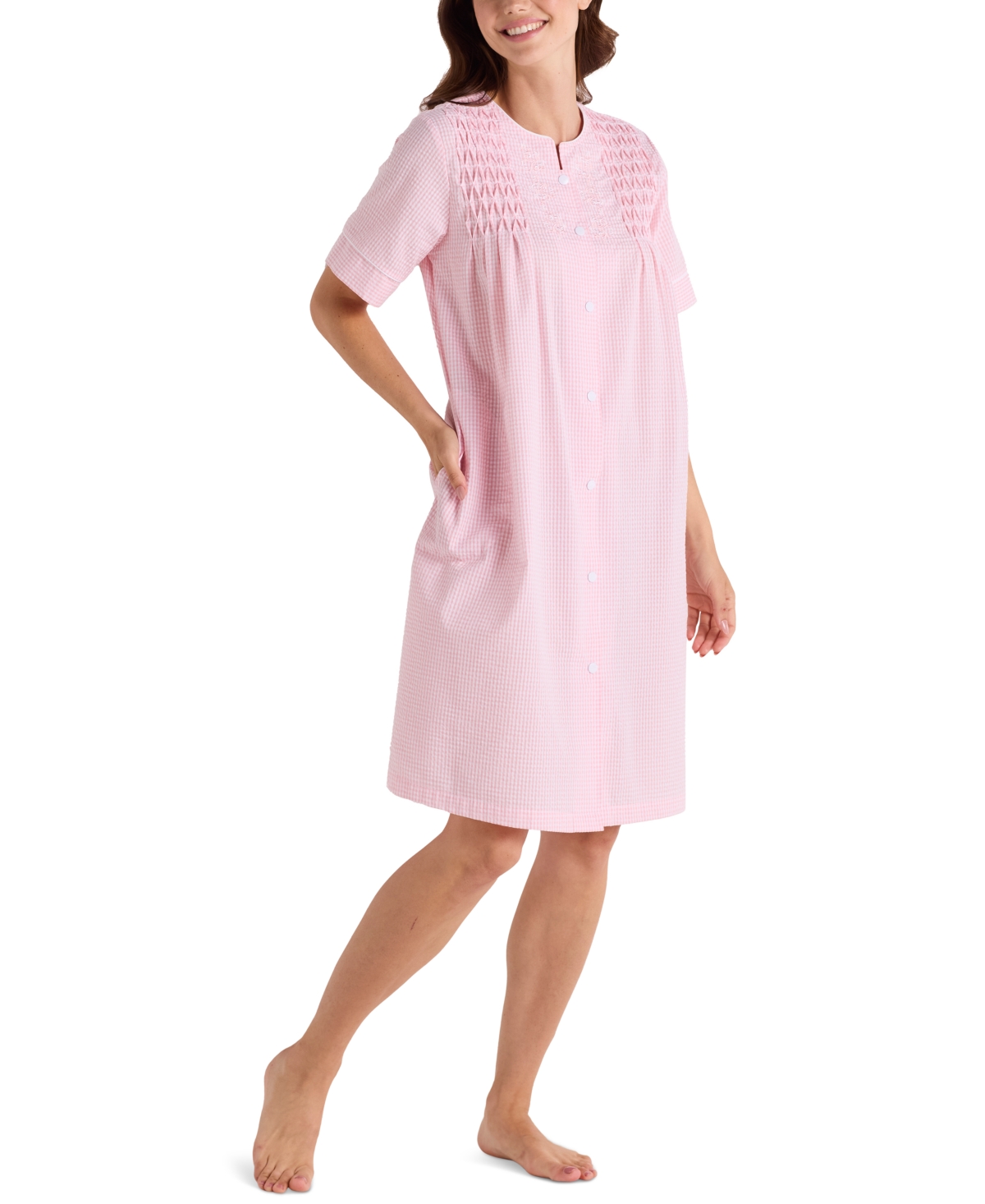 Miss Elaine Women's Short-sleeve Seersucker Robe