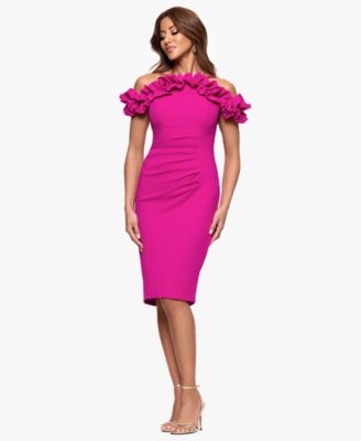 XSCAPE - Women's Ruffled Off-The-Shoulder Sheath Dress