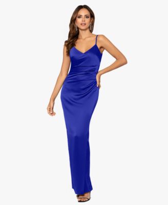 Women's Satin Ruched V-Neck Gown