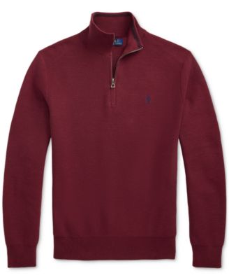 Men's Mesh-Knit Cotton Quarter-Zip Sweater