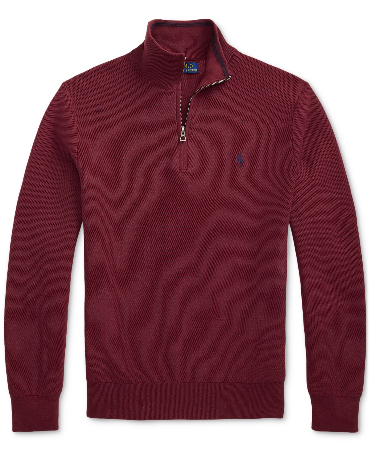 Polo Ralph Lauren Ralph Lauren Mesh-knit Cotton Quarter-zip Sweater In Burgundy