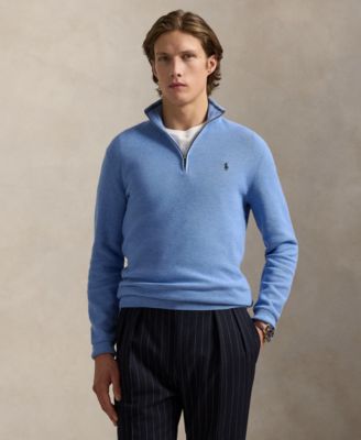Polo Ralph Lauren Men's Mesh-Knit Cotton Quarter-Zip Sweater - Macy's