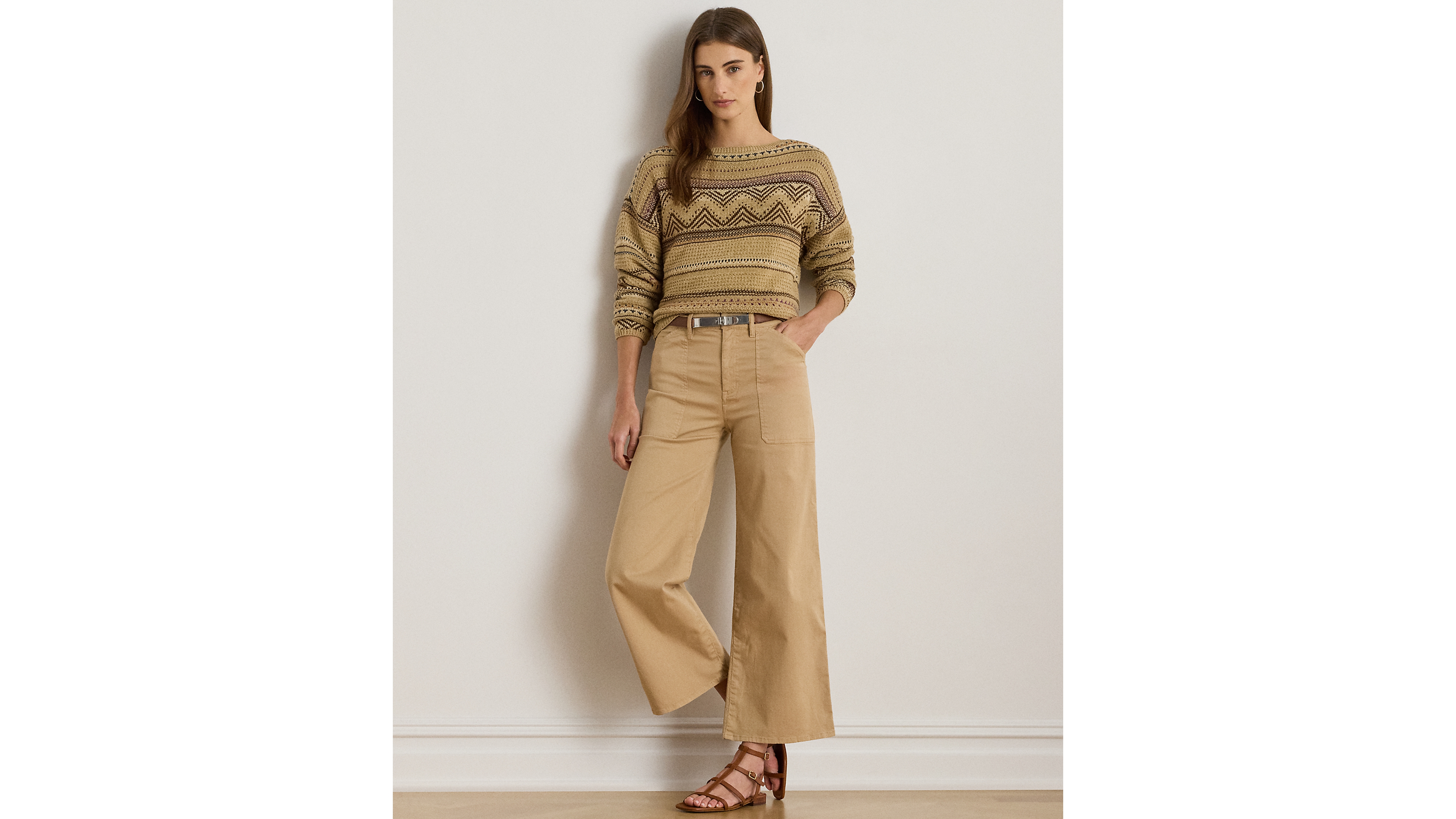 Lauren Ralph Petite Stretch Chino Wide-Leg Cropped Pants